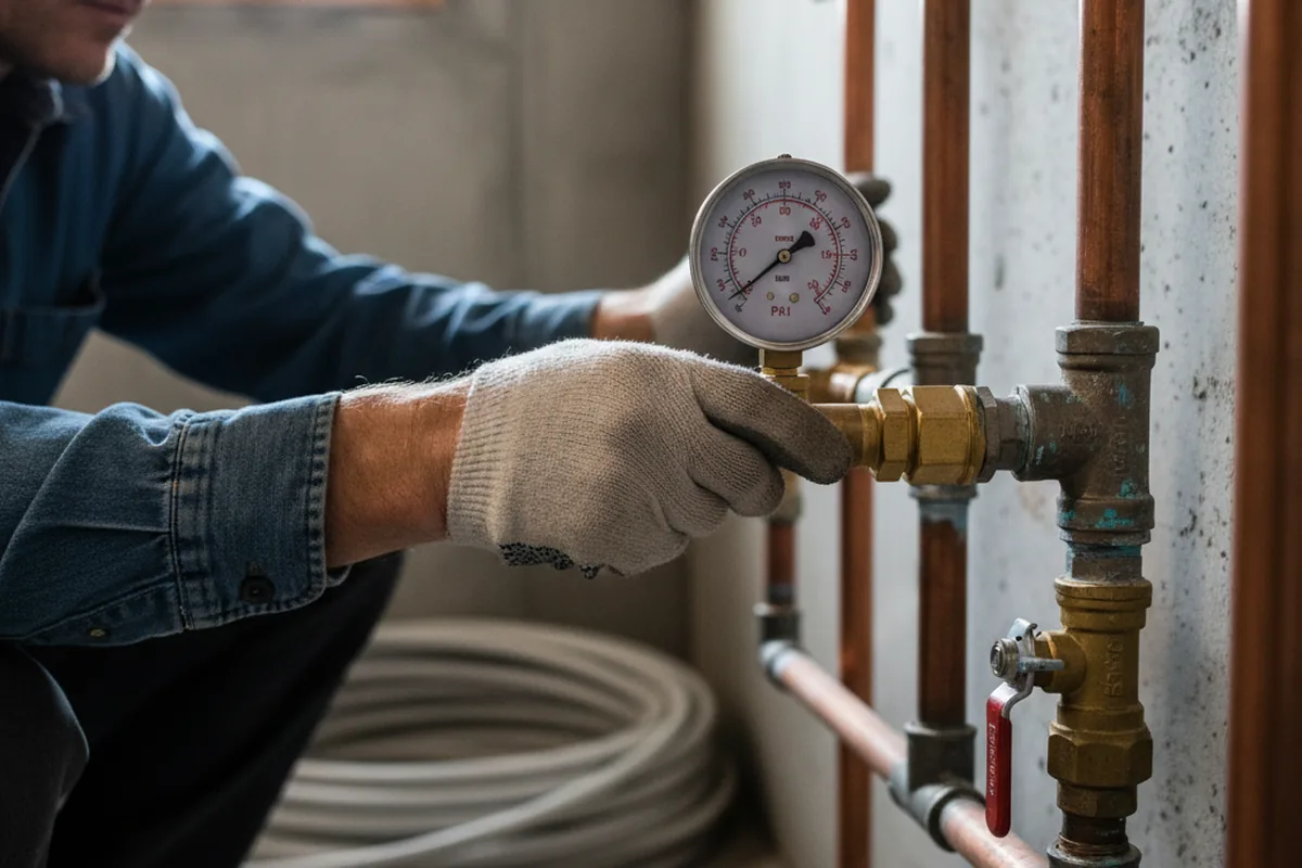 Pressure testing a repaired line during Water Line Repair in Indianola